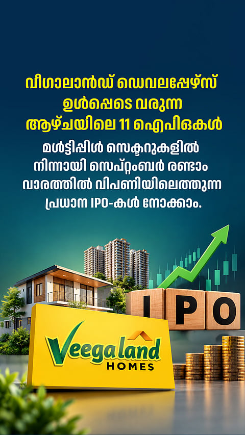 വീഗാലാന്‍ഡ് ഡെവലപ്പേഴ്‌സ്  ഉള്‍പ്പെടെ വരുന്ന ആഴ്ചയിലെ 11 ഐപിഒകള്‍

