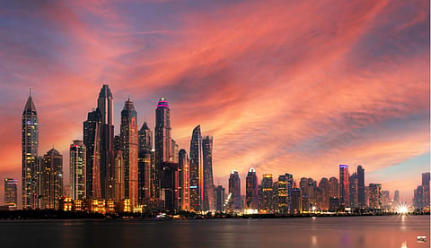  Dubai Marina Skyline at Sunset, United Arab Emirates