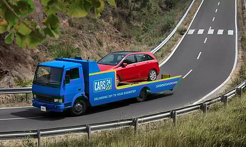 Car towed to a truck