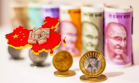 China, Indian Rupee coins