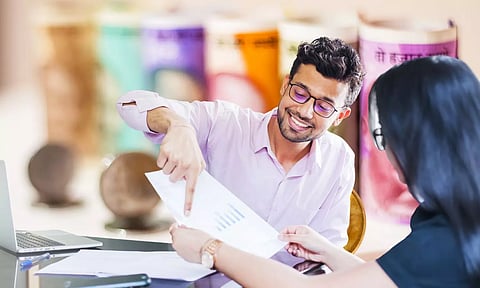 Man and Woman discuss  something