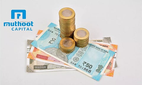 Muthoot Capital Logo, Indian Rupee