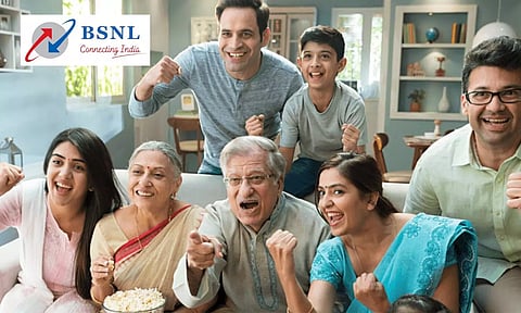 people seems happy and cheering with bsnl logo