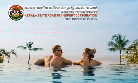 a couple in a pool ksrtc logo