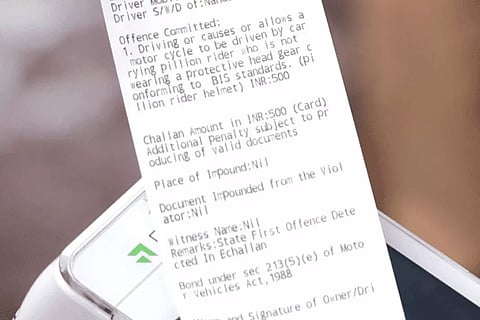 മോട്ടോര്‍ വാഹന നിയമം ലംഘിച്ചാല്‍ തല്‍സമയം 'ഇ -ചെലാന്‍' നടപടി