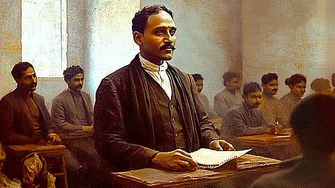 Illustration of Jadunath Sarkar Lecturing