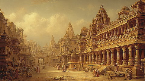 Illustration of the sacred city of Somanatha in ancient times