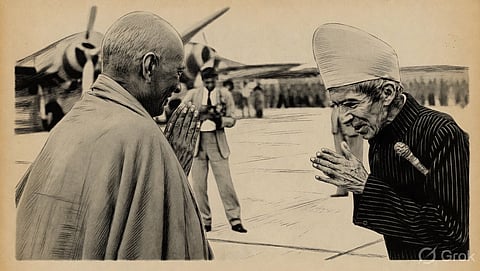 Illustration of Sardar Patel and Mir Osman Ali of Hyderabad