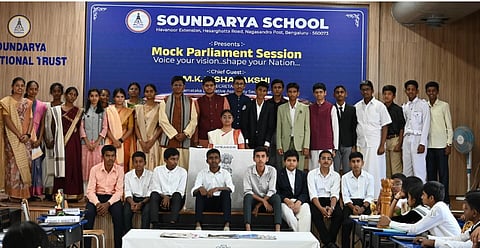 Soundarya School hosts mock parliament session