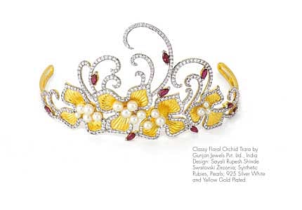 Classy Floral Orchid Tiara by Gunjan Jewels Pvt Ltd, India, Design by  Sayali Rupesh Shinde