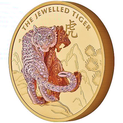 Pink diamond tiger leaps onto rare Perth Mint coins 