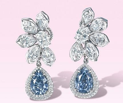 A pair of blue diamond earrings sold for $7 million at Christie's Hong Kong