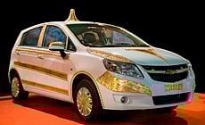 
Car studded with gold, silver and Swarovski Zirconia exhibits at Vibrant Gujarat, 2013 
