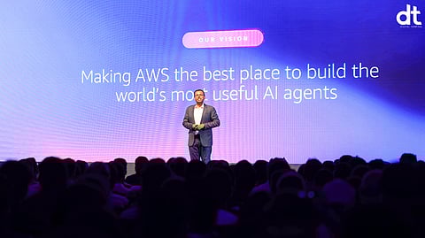 Swami Sivasubramanian, VP for Agentic AI, AWS delivering keynote at AWS DevSphere 2025.