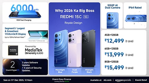 Xiaomi Launches REDMI 15C 5G with Sleek Royale Design and 120Hz Display