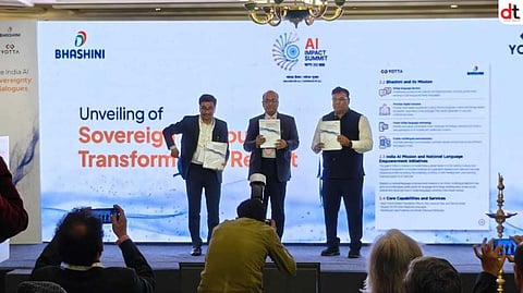  L to R - Sunil Gupta, Co-founder, CEO & MD, Yotta Data Services, Shri Abhishek Singh, IAS, Additional Secretary, MeitY, DG, NIC & CEO, IndiaAI Mission, Government of India and Shri Amitabh Nag, CEO, Digital India BHASHINI Division at The India AI Sovereignty Dialogues hosted by Yotta and Bhashini