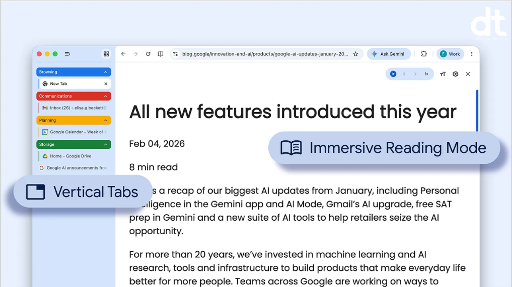Google Chrome Introduces Vertical Tabs and Enhanced Reading Mode to Boost Productivity