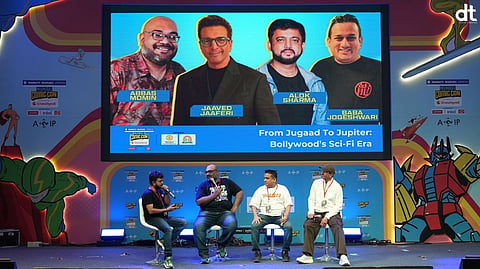 L-R, Alok Sharma, Abbas Momin, Baba Jogeshwari (Aseem Chadaver) and Jaaved Jaaferi