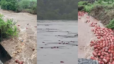 Heavy Rains Sweep Away 3,000 LPG Cylinders into River in Maharashtra's Raigad