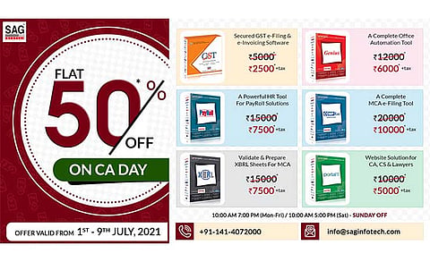 SAG Infotech Announced Flat 50% Discount on Tax Software