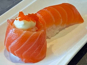Salmon sushi at Spring Sushi. PHOTO BY ADAM WAXMAN/DINE AND DESTINATIONS MAGAZINE