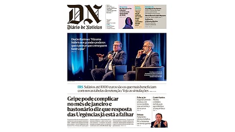 A capa e os títulos do DN desta terça-feira