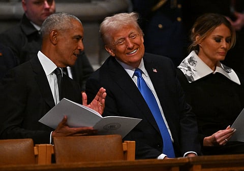 Obama e Trump à conversa no funeral do ex-presidente Jimmy Carter