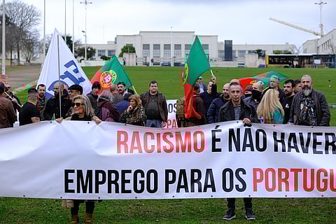 Ativistas de extrema-direita na Alameda, em Lisboa.