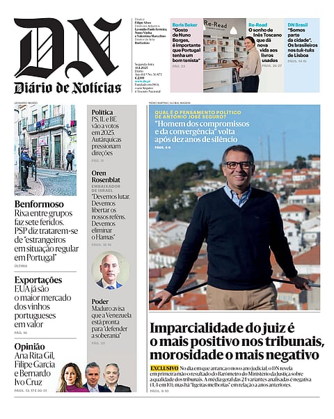 A primeira página do DN desta segunda-feira