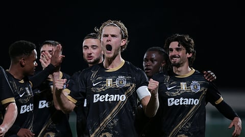 Hjulmand celebra segundo golo do Sporting.