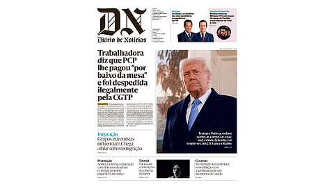 A primeira página do DN desta quinta-feira