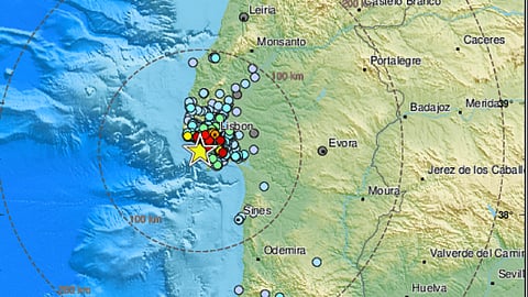 As zonas onde o sismo foi sentido, de acordo com o Serviço Euromediterrânico de Sismologia.