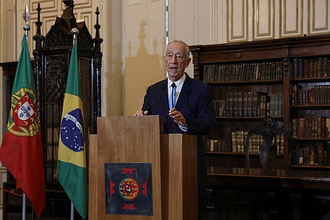 Presidente Marcelo falou à comunidade portuguesa em Recife, no Gabinete Português de Leitura.