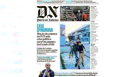 A primeira página do DN desta segunda-feira