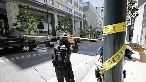 Polícia fecha rua após tiroteio em Atlanta, Georgia, em maio de 2023