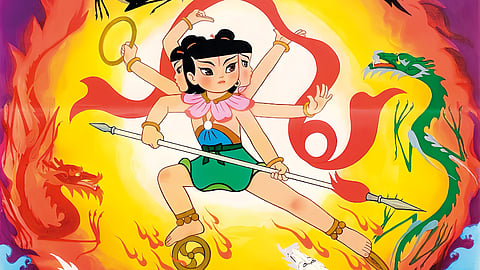 Pormenor do cartaz do filme de animação 'Nezha contra o Rei dos Dragões'.