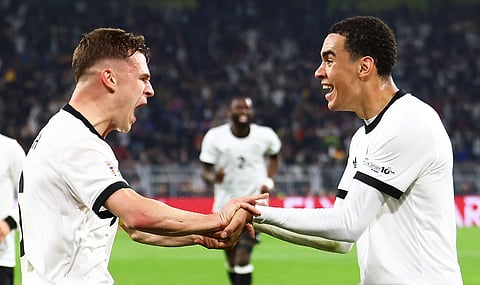 Kimmich e Musiala festejam um dos golos alemães. 