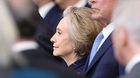 Hillary Clinton durante a cerimónia da tomada de posse de Donald Trump.