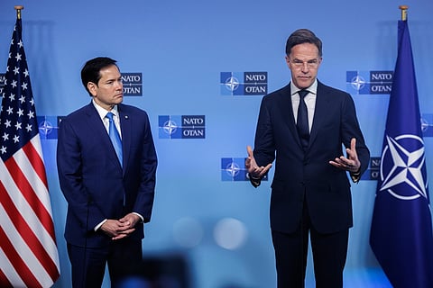 Marco Rubio com o secretário-geral da NATO, Mark Rutte.