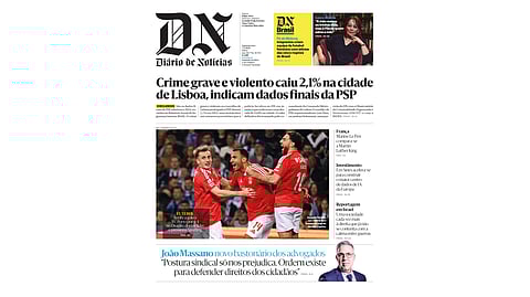 A primeira página do DN desta segunda-feira