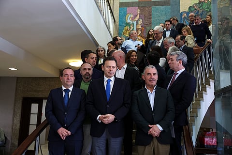 Luís Montenegro durante a entrega da lista de candidatos da coligação PSD/CDS pelo círculo eleitoral de Aveiro.