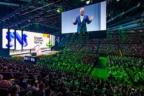 Thomas Kurian, CEO da Google Cloud, na apresentação em Las Vegas.