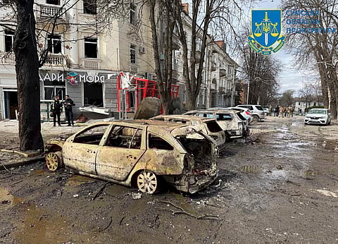 Cidade de Sumi, na Ucrânia, esta manhã. 