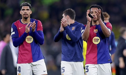 O FC Barcelona no fim do jogo.