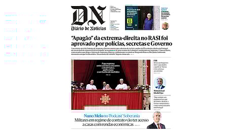 A primeira página do DN desta segunda-feira