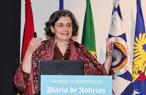 A investigadora Raquel Vaz-Pinto foi keynote speaker na Grande Conferência do DN sobre Defesa Nacional.