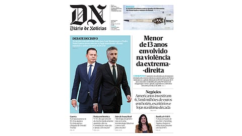 A primeira página do DN desta segunda-feira