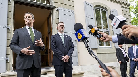 Scott Bessent e jamieson Greer, em Genebra.