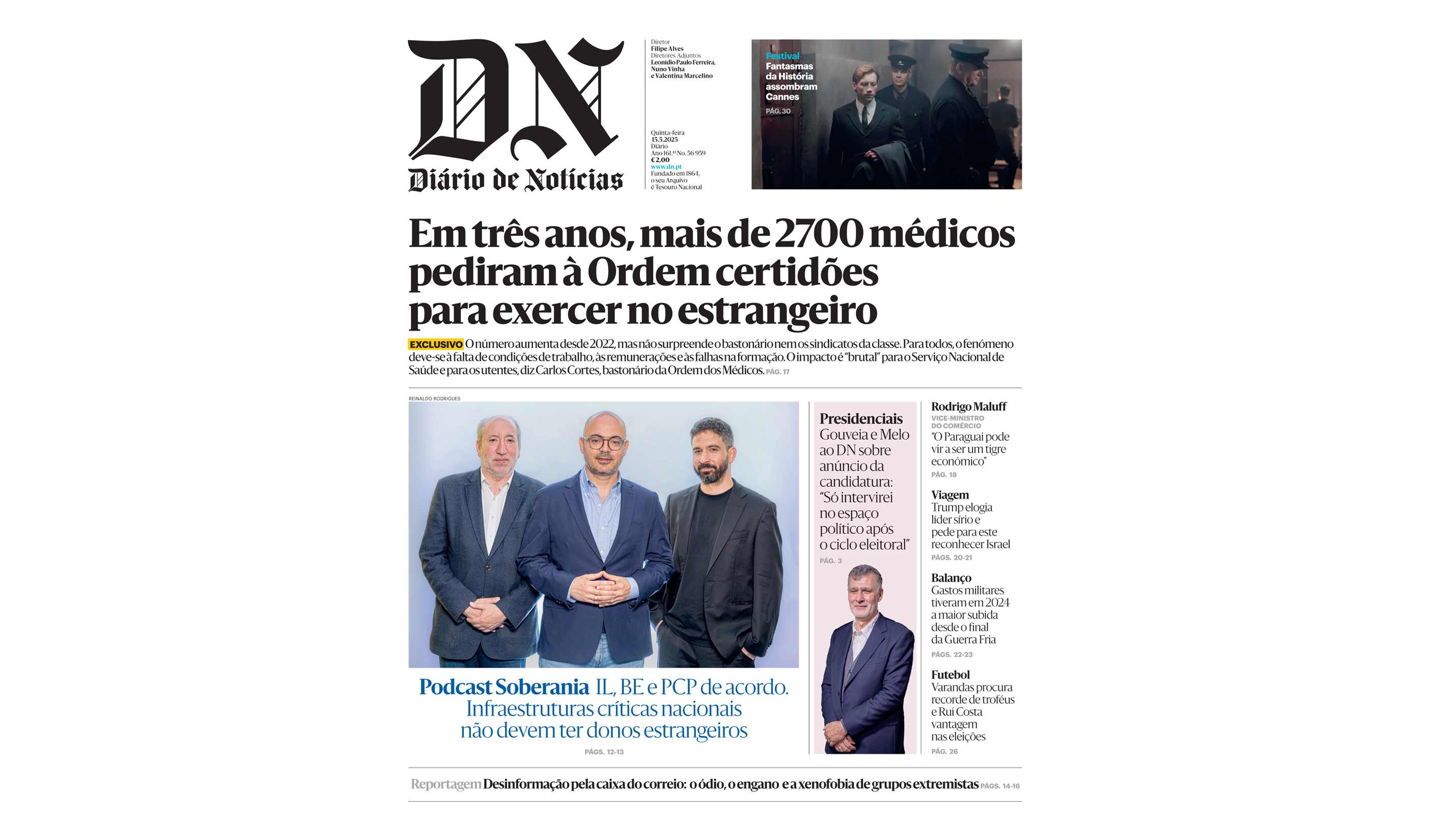 Leia aqui o DN desta quinta-feira, 15 de maio