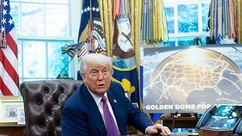 Donald Trump durante a apresentação da Cúpula Dourada.